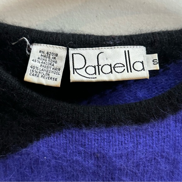 Rafaella Funky Wool Sweater, Abstract Design, Bright, Art to Wear, Size Small - Picture 5 of 6
